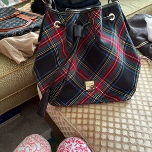 Dooney & Bourke Tartan Drawstring Bag - Red, Blue, Yellow